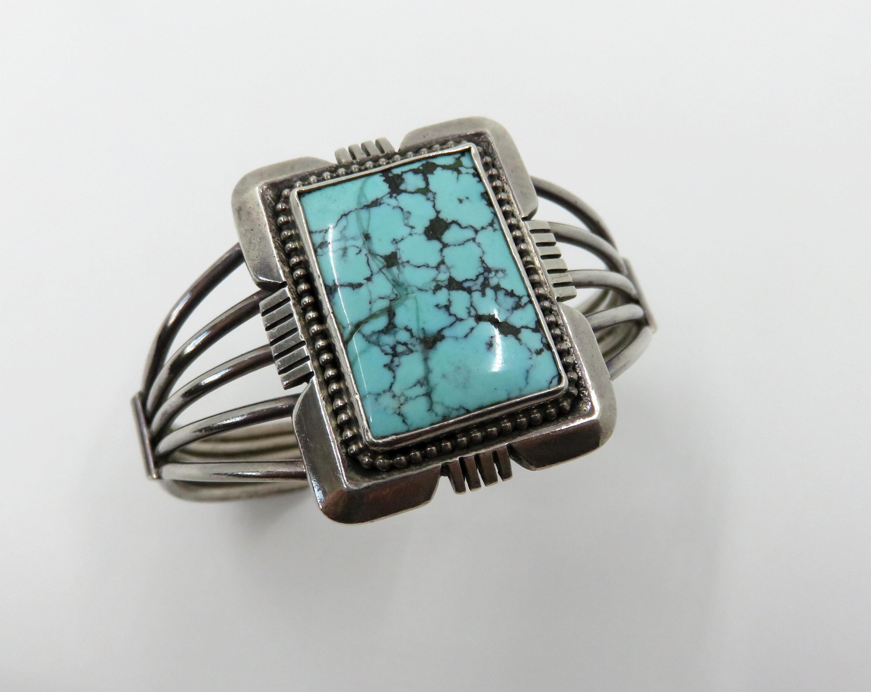 Tight Coil Vintage Native American Navajo Royston Turquoise Sterling Silver Bracelet Tight Coil Vintage Native American Navajo Royston Turquoise Sterling Silver Bracelet