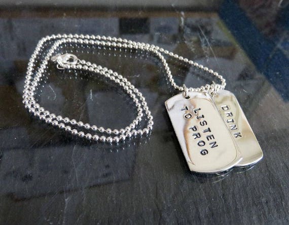 Heavy Sterling Silver Stamped Dog Tags