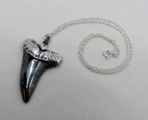 Solid Sterling Silver Heavy Silver Shark Tooth Pendant