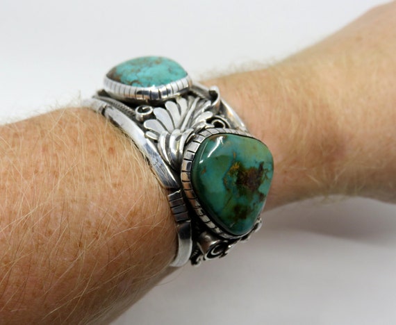 Huge 94 Grams Vintage Native American Navajo Sterling Silver Turquoise Buckle Old Huge 94 Grams Vintage Native American Navajo Sterling Silver Turquoise Buckle Old