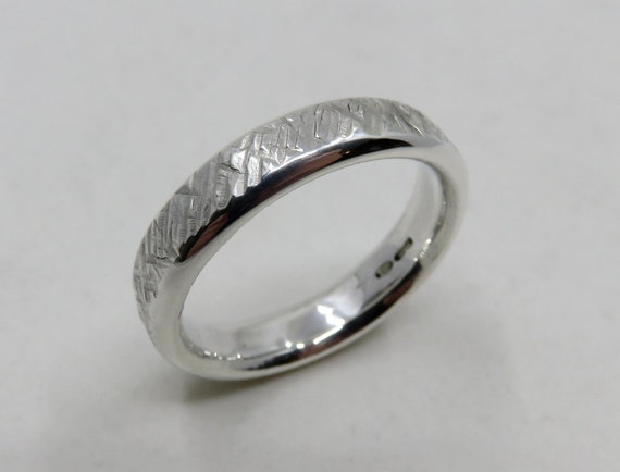 Solid Sterling Silver Textured Heavy 5mm Oval Section Ring Wedding Band Statement Ring