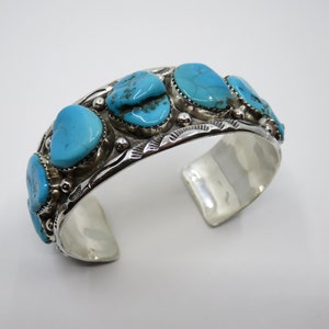 Vintage Sterling Silber Navajo Multi Türkis Armreif 85.5 Gramm vom Handwerker METE