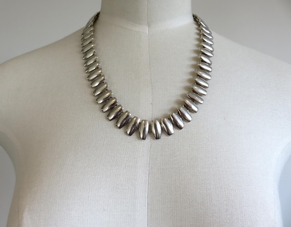 Vintage Heavy Sterling Silver Mexican Taxco Statement Necklace 18" length 138.5 grams signed by the artisan