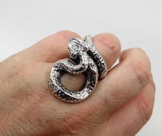 Solid Sterling Silver Heavy Wraparound Coiled Snake Ring 32 grams