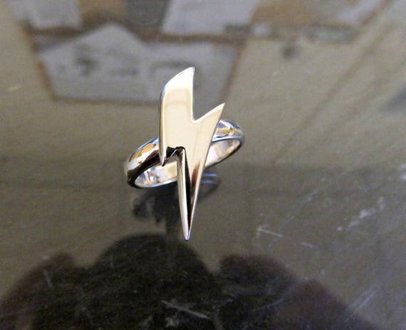 Solid Sterling Silver Lightning Bolt Ring Glam Ziggy