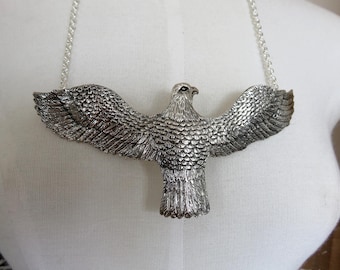 Huge Solid Sterling Silver Navajo Style Large Eagle Pendant Neckpiece Choker