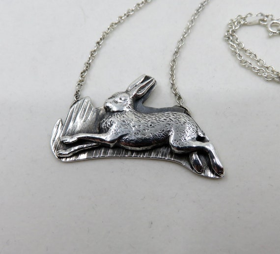 Solid Sterling Silver Hare Pendant Ring The Hill Folklore Nature