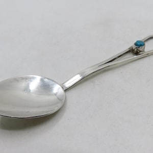 Vintage Sterling Silver Navajo Turquoise Spoon signed V