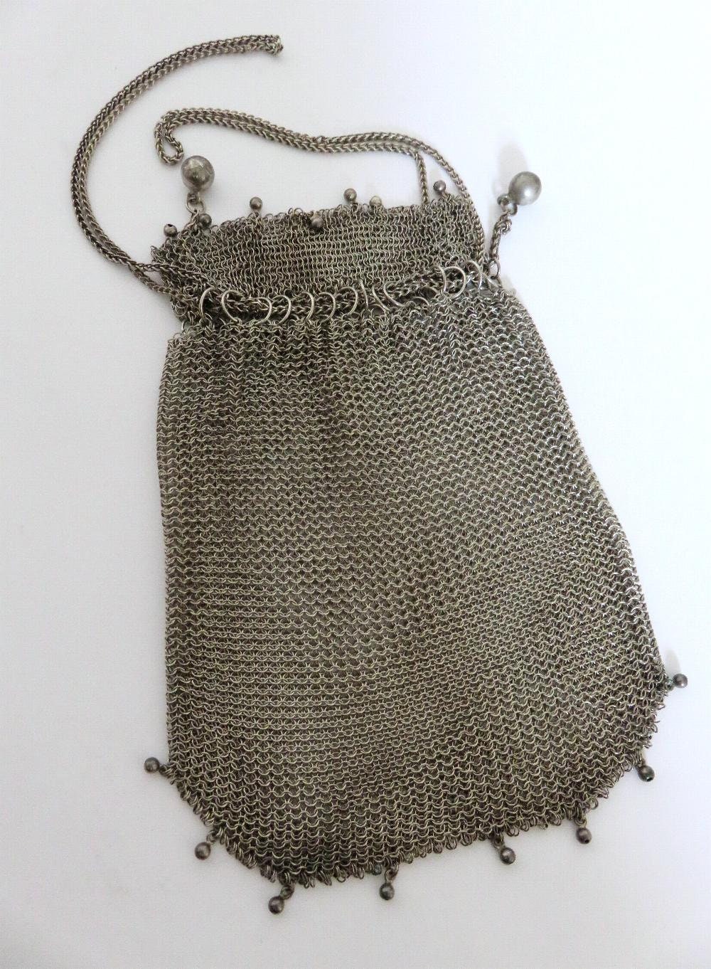 Sterling Silver Antique Chain Mail Mesh Evening Bag Purse at