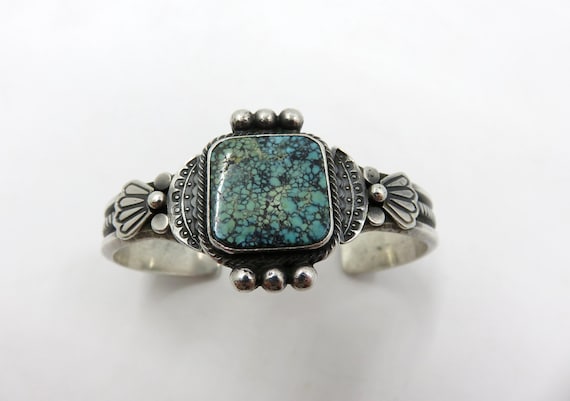 Vintage Sterling Silver Navajo Turquoise Bangle Cuff 32.8 grams by the artisan Mary Cayatineto