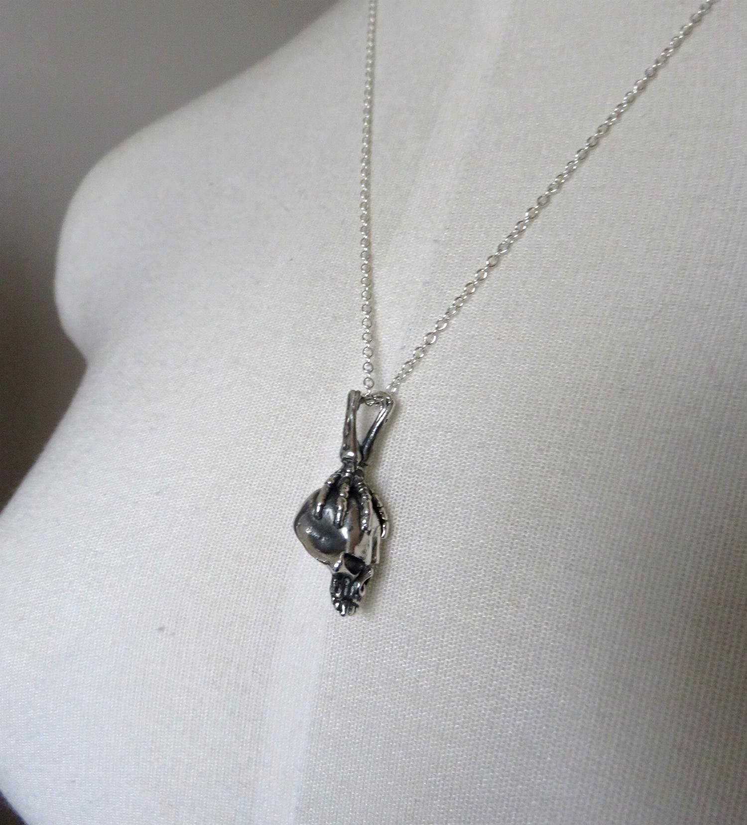 Solid Sterling Silver Skull & Claw Pendant - Etsy UK