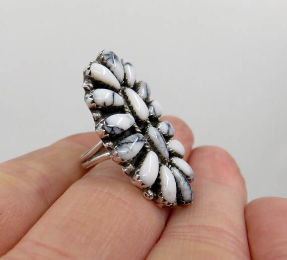 Vintage Solid Sterling Silver Multi White Buffalo… - image 3