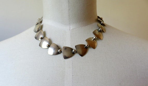 Vintage Scandinavian Sterling Silver Necklace by J F JOHANSSOM  1950s 1960s  Mid Century Modern Swedish Design