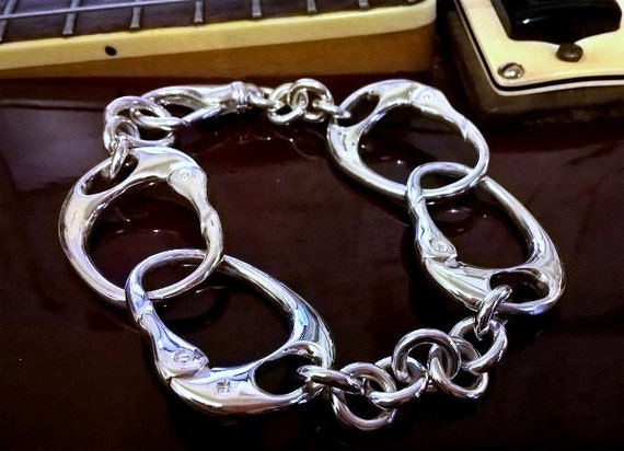 Solid Sterling Silver Keith Richards Heavy Handcuff Bracelet