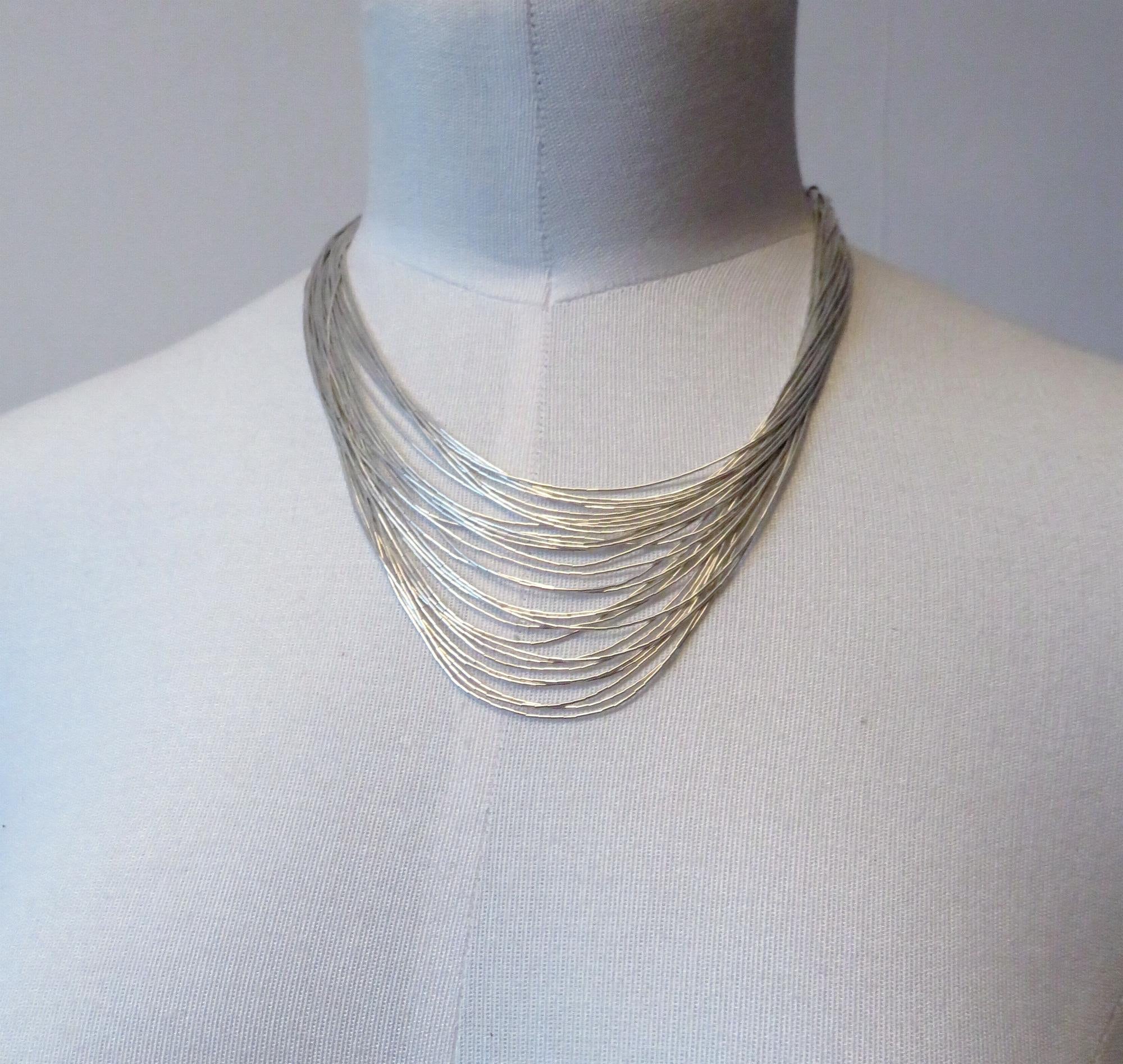 Liquid silver necklace 30 strands clearance