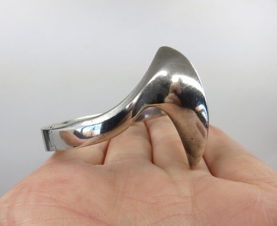 Vintage Solid Silver Brutalist Bangle: Dutch Geom… - image 8