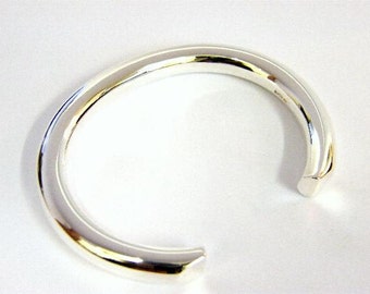 Solid Sterling Silver Torque Bangle 8mm Round Wire 60g