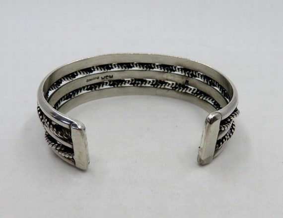 Vintage Sterling Silver Navajo Twist Cuff Bangle Signed by