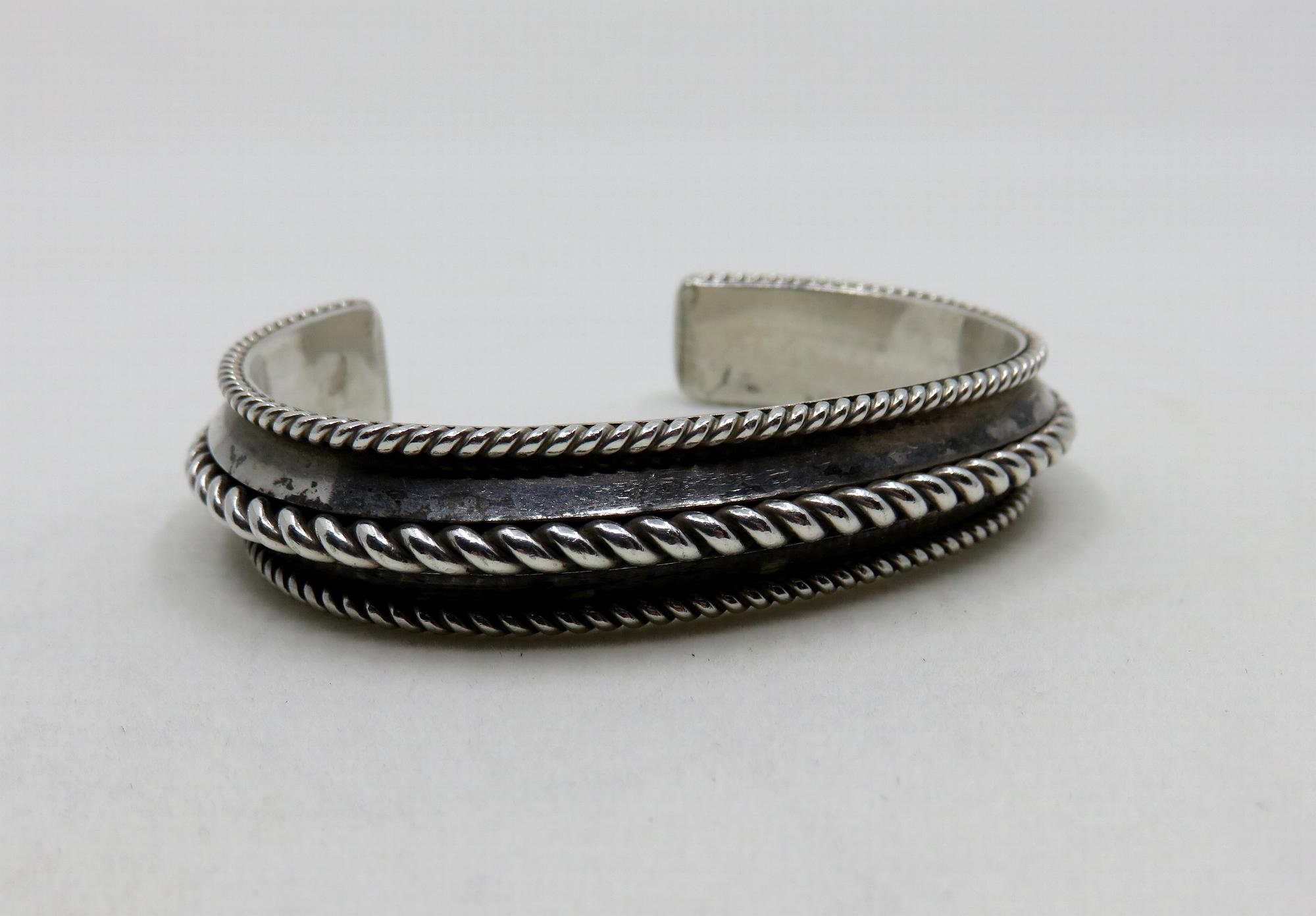 Vintage Sterling Silver Navajo Overlay Bangle Cuff 43.6 Vintage Sterling Silver Navajo Overlay Bangle Cuff 43.6