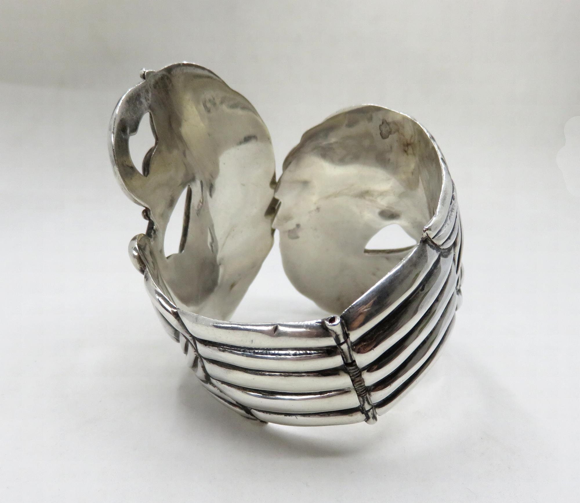 Vintage Sterling Silver Taxco Fish Koi Carp Hinged Clamper