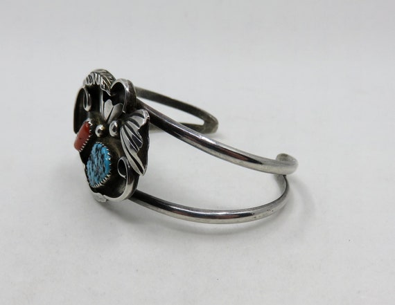 Vintage Sterling Silver Navajo Turquoise and Cora… - image 4