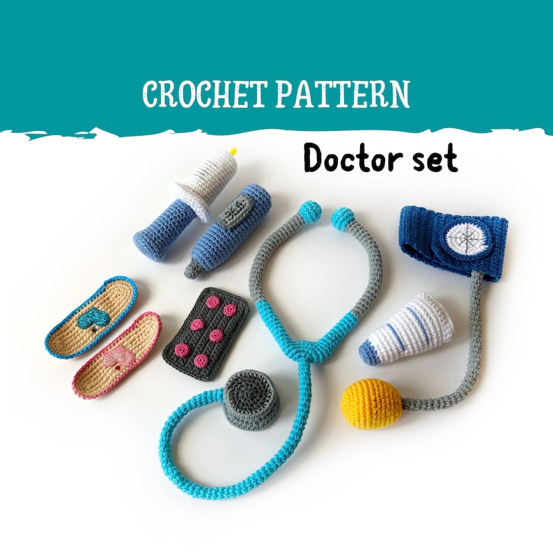 Crochet Doctor Set Medical toys pattern Crochet Etsy