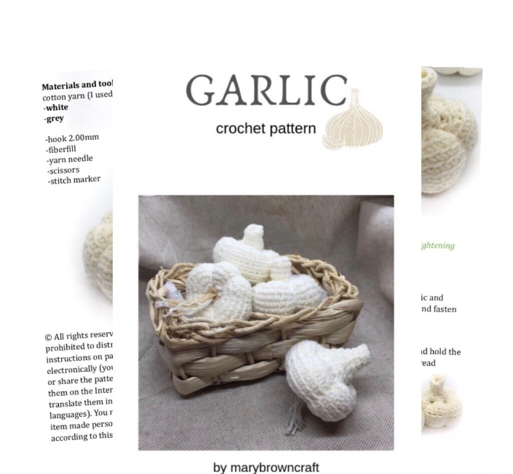 GARLIC Crochet Garlic Pattern Crochet Vegetables Food Etsy