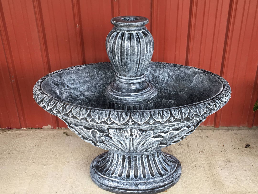 Oval Concrete Fountain With Vase Garden Fountain Water Etsy
