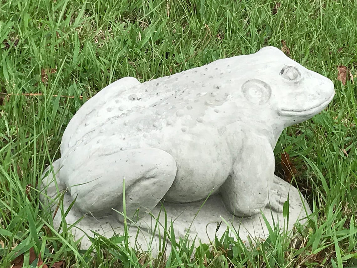 Jeremiah the Bullfrog Concrete Frog Statue Garden Frog Etsy