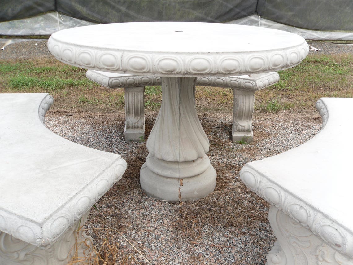 Outdoor Table Set Patio Set Cement Patio Table Set Outdoor Etsy