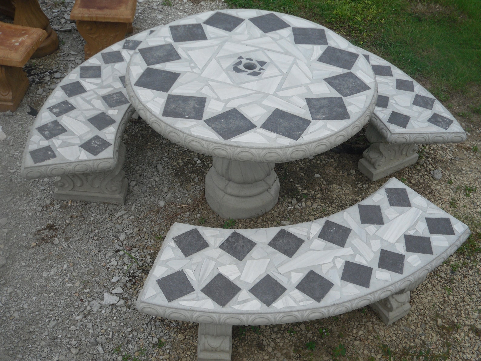 Cement Patio Table Set Garden Tables Picnic Table Set Etsy