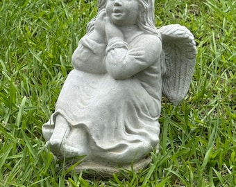 Concrete Angel Statue: Handcrafted Cement Garden Decor - 10"