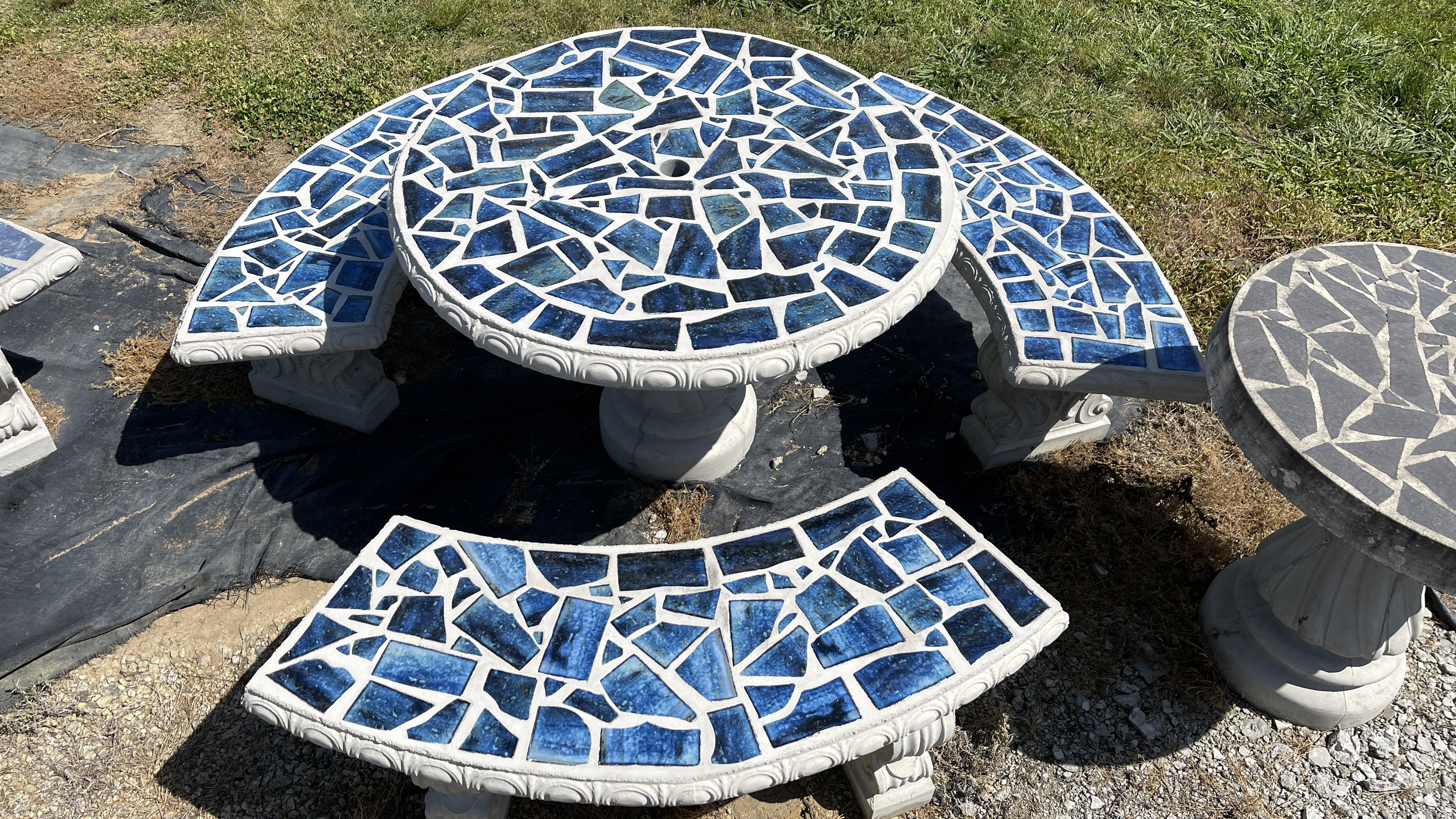 Mosaic Concrete Patio Table Set: 42\, image size:3000x1688
