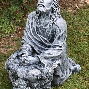 Jesus at Gethsemane Statue, Large Praying Jesus Statue, Praying Jesus, Jesus Statue, Jesus at the Rock, Stone Statue, Religious Statue