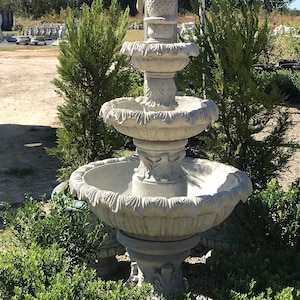 3 Tier Acanthus Leaf Concrete Fountain, Concrete Water Fountain, Outdoor Water Feature, Patio Fountian, Outdoor Fountain, Patio Fountain
