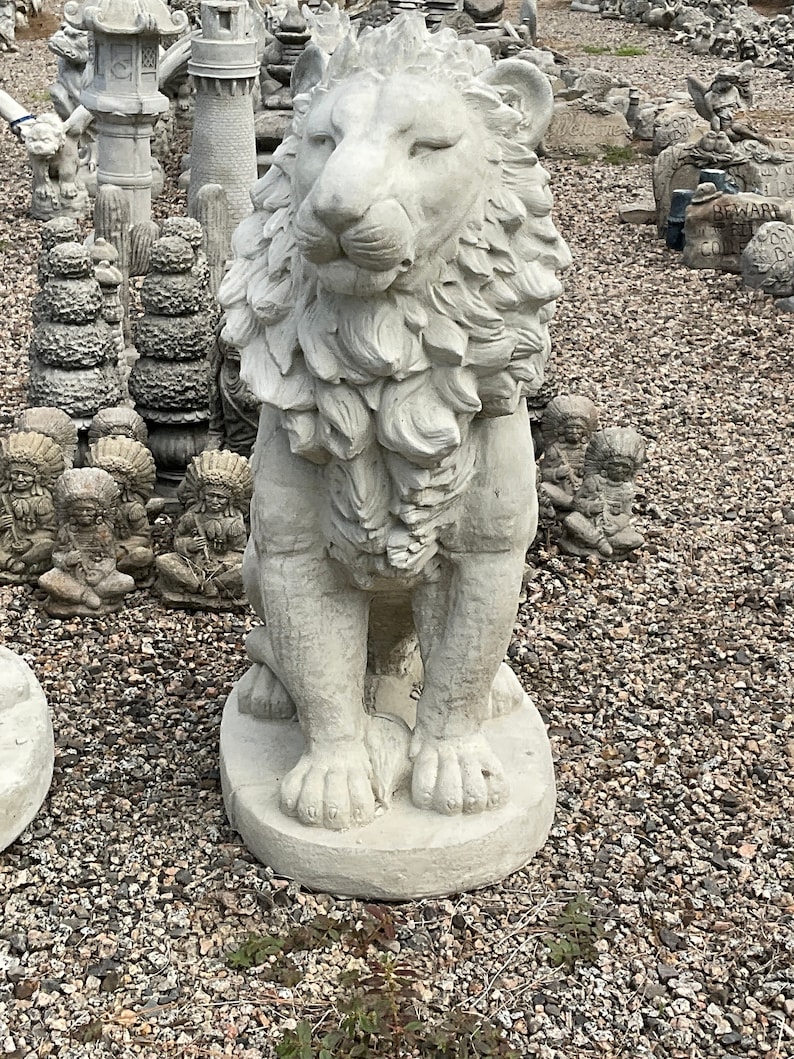 Lion Statues Outdoor Lion Statues Concrete Lion Statue Etsy
