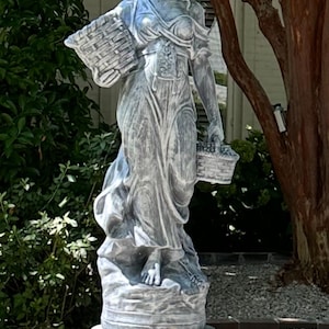 Lg Lady with Baskets Statue, Lady Statues, Goddess Statues, Cement Statues, Outdoor Lady Statue, Concrete Statuary, Garden Statues, Statuary