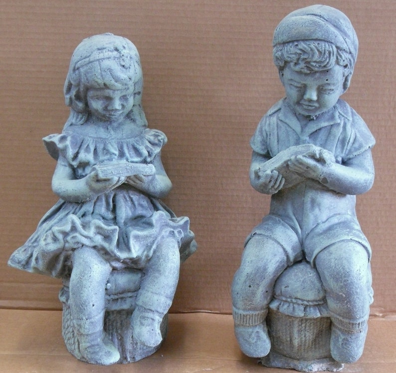 Children Garden Statue Cement Statues Outdoor Statues Etsy