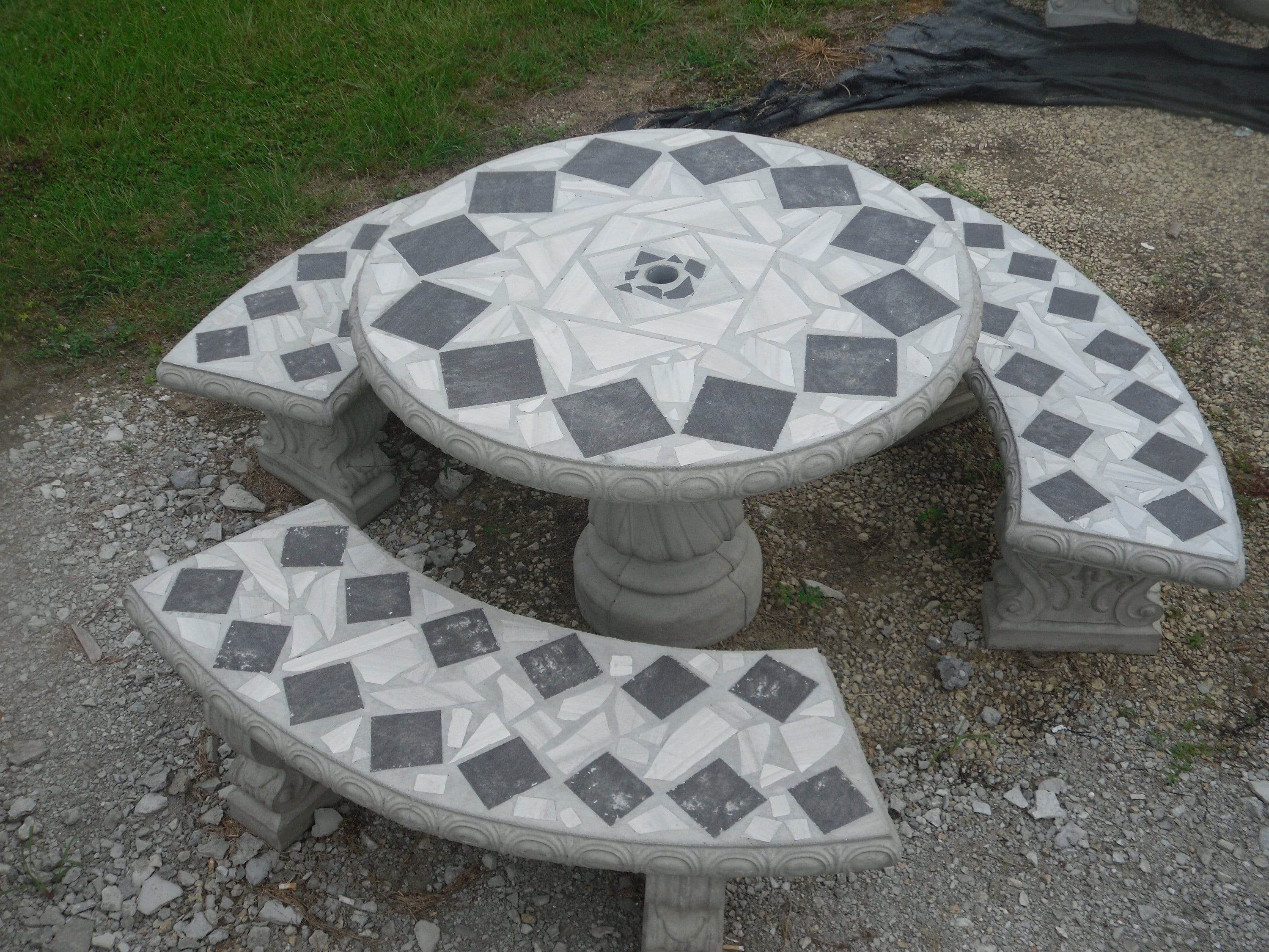 Juego de mesas de patio de cemento Mesas de jardín Juego Etsy México