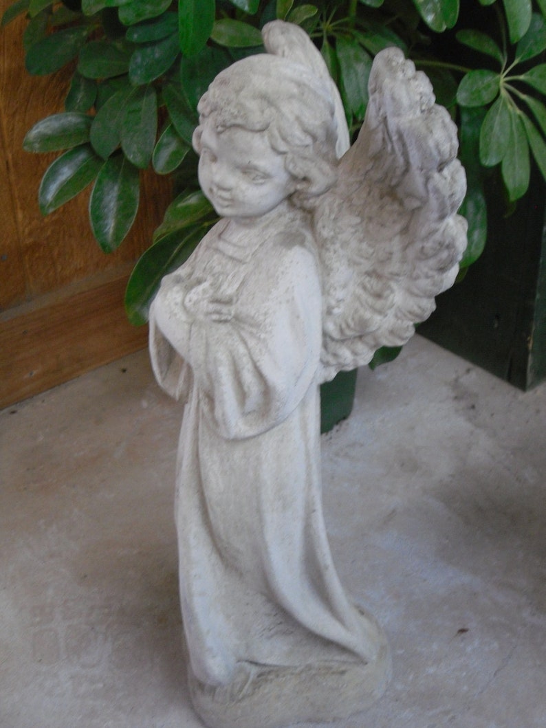 Concrete Angel Statue – Standing Robed Garden Memorial (16.5