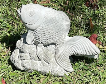 Koi Fish Statue, Koi Fountain Topper, Fish Statue, Cement Koi Statue, Goldfish Statue, Fish Spitter, Koi Pond Spitter, Koi Water Feature