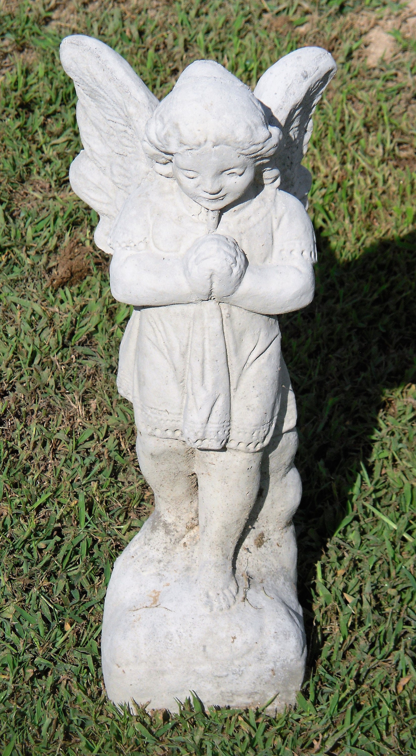 Stone Angel Statue Concrete Angel Memorial Garden Angel Etsy