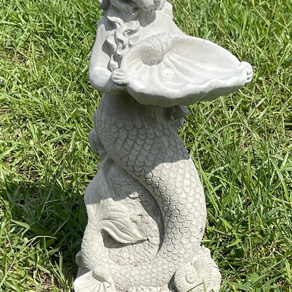 Mermaid Statue, Mermaid Fountain Topper, Mermaids, Concrete Mermaid, Outdoor Statue, Nautical Statue, Beach, Water Fountain, Mermaid Decor