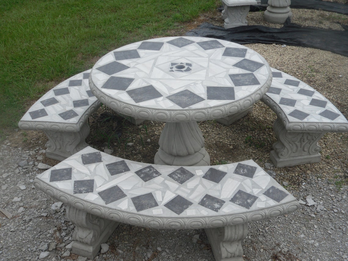 Cement Patio Table Set Garden Tables Picnic Table Set - Etsy