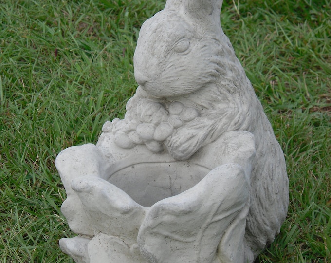 Cabbage Rabbit Planter, Garden Statue, Rabbit Statue, Garden Rabbit