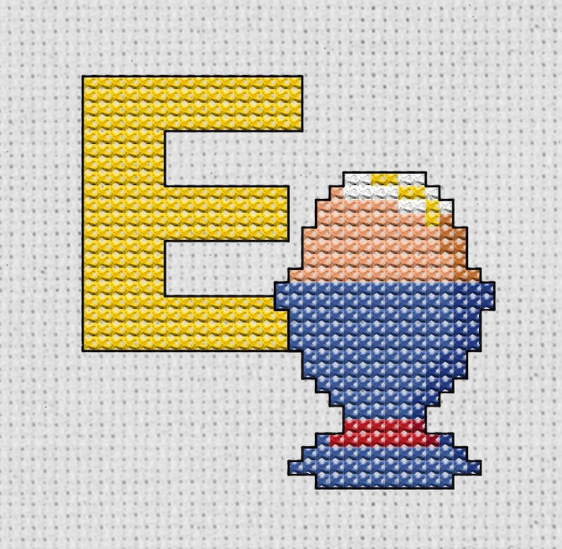 5x5 cm E is For.. Egg Mini Alphabet Cross Stitch Kit with DMC Thread
