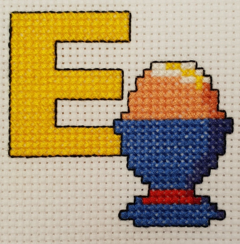5x5 cm E is For.. Egg Mini Alphabet Cross Stitch Kit with DMC Thread