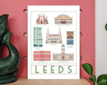 Leeds Landmarks Travel Poster