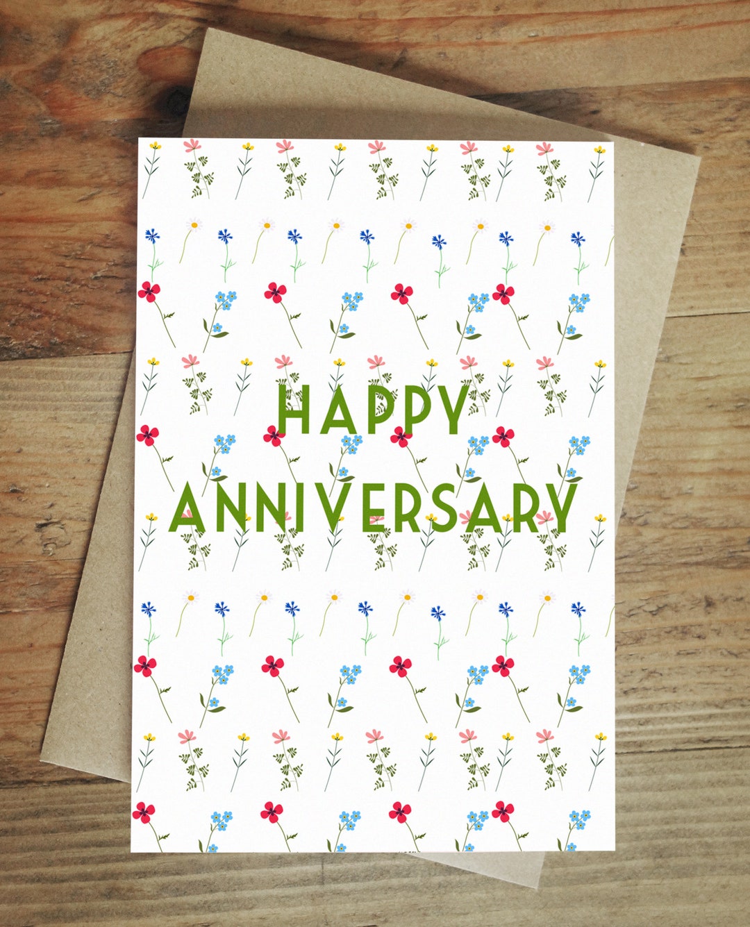 Happy Anniversary Flower Card Etsy