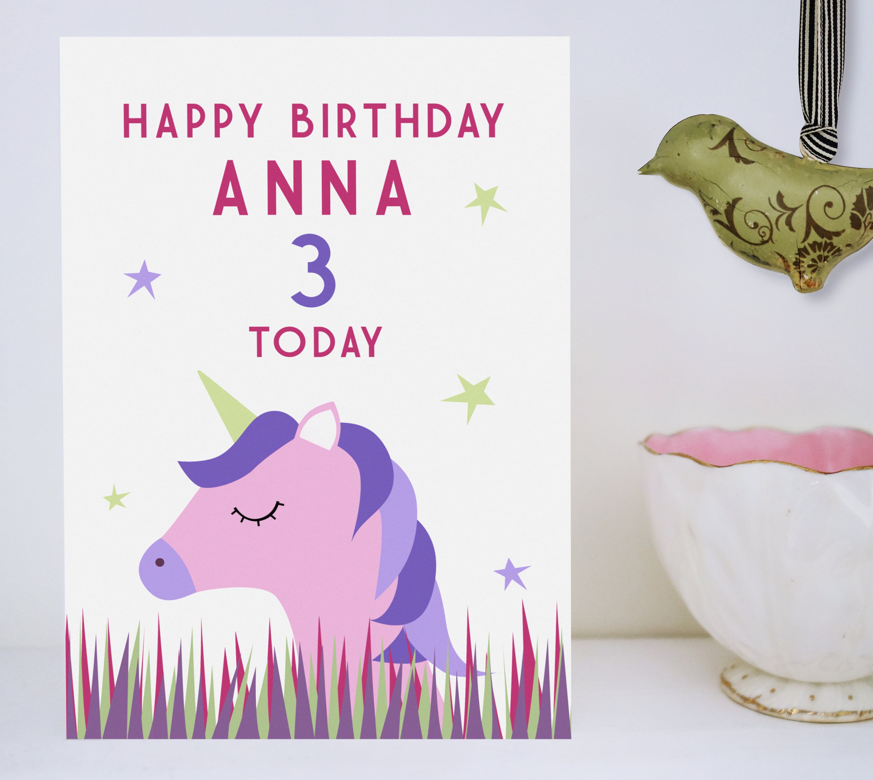 Personalisierte Einhorn Geburtstagskarte | Etsy